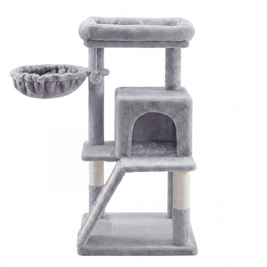 Small Cat Tree Tower with Sisal Scratching Posts, Light Grey - image 1