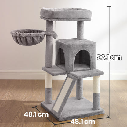 Small Cat Tree Tower with Sisal Scratching Posts, Light Grey - image 6