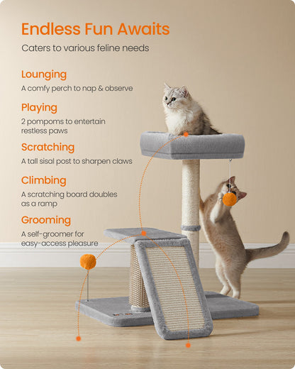 Multifunctional Cat Scratching Post with Bed Light Grey - image 3