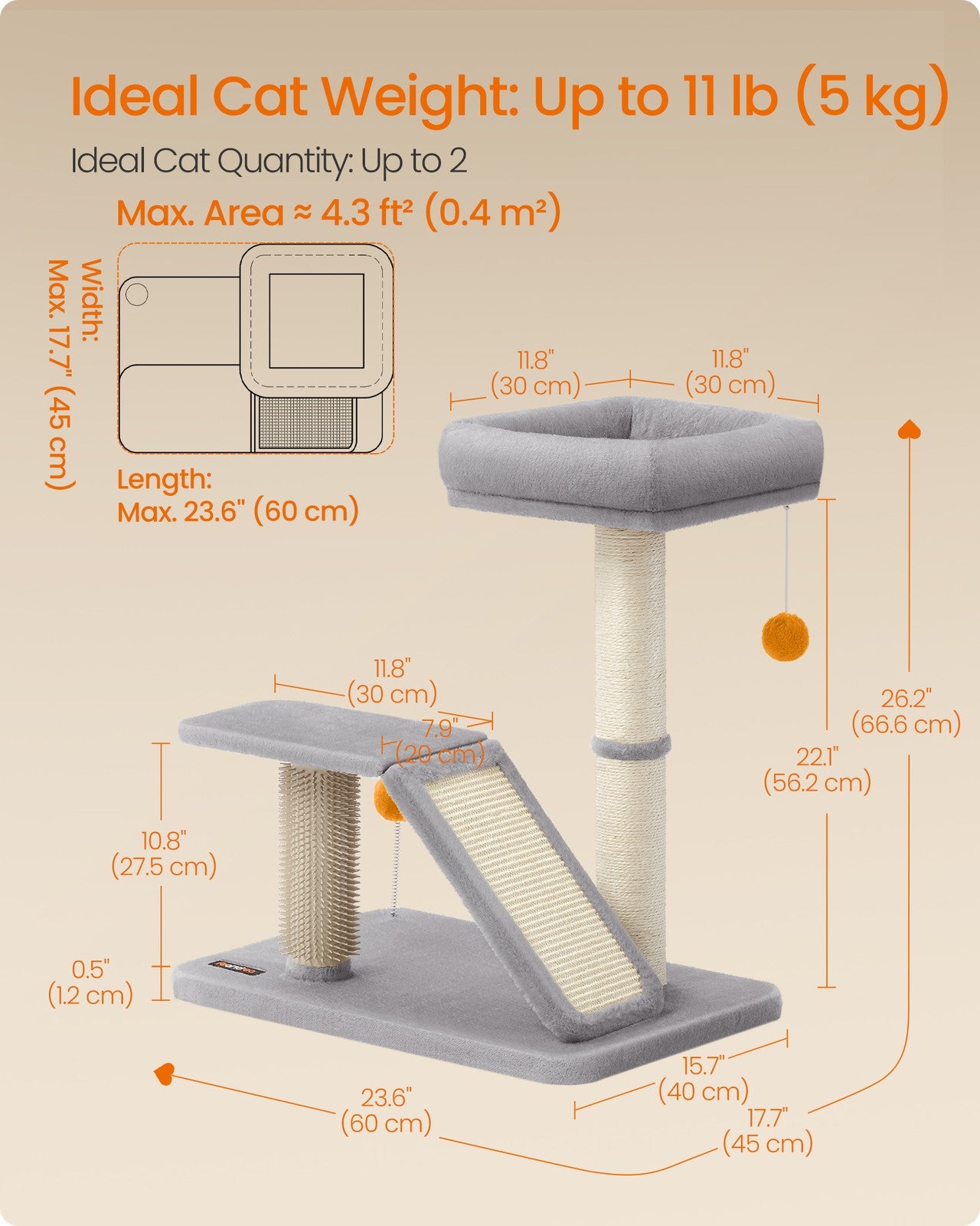 Multifunctional Cat Scratching Post with Bed Light Grey - image 6