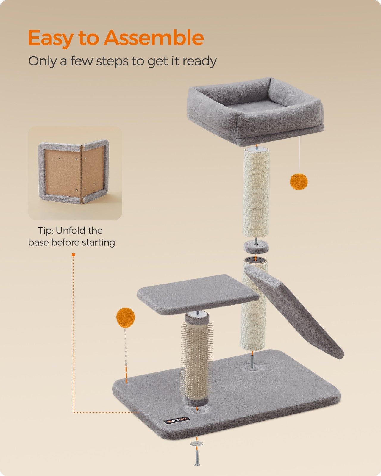 Multifunctional Cat Scratching Post with Bed Light Grey - image 7