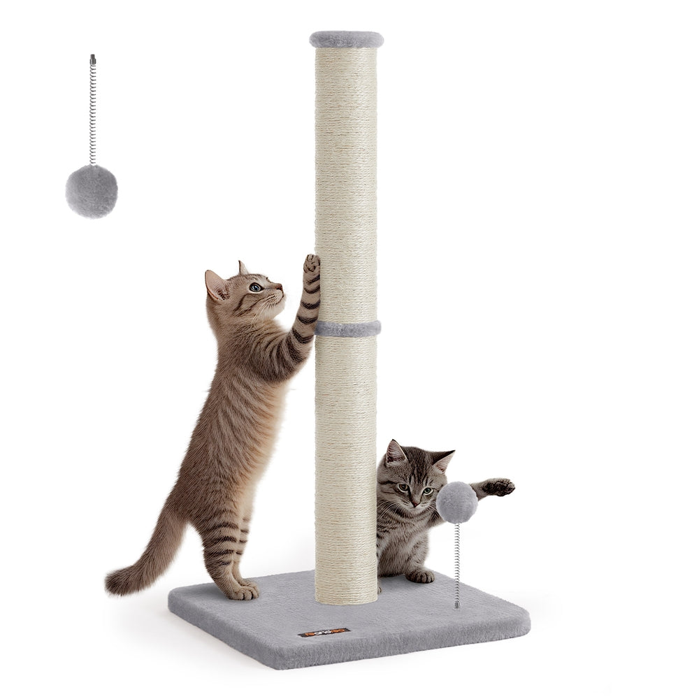 Tall Sisal Cat Scratching Post with Spring Toy - image 1