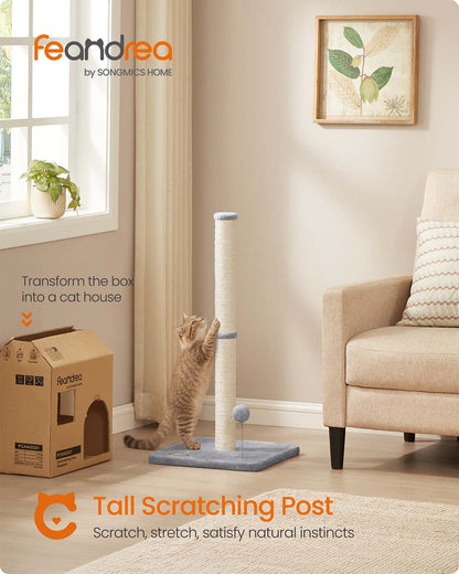 Tall Sisal Cat Scratching Post with Spring Toy - image 2