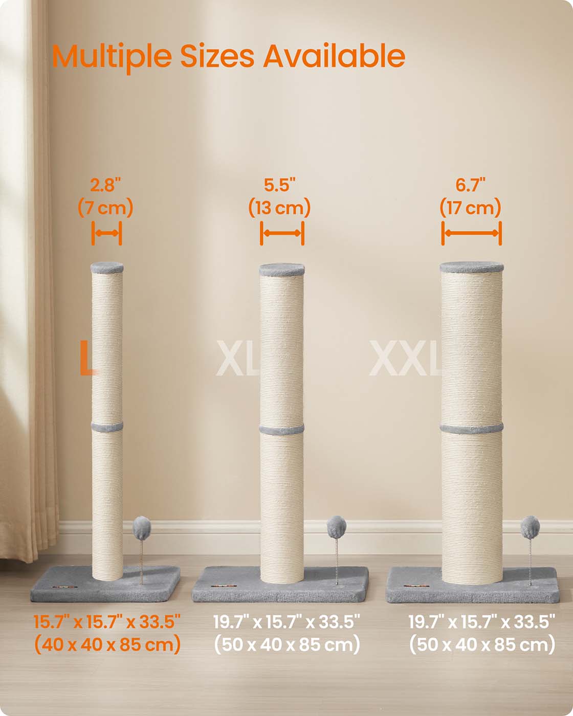Tall Sisal Cat Scratching Post with Spring Toy - image 6
