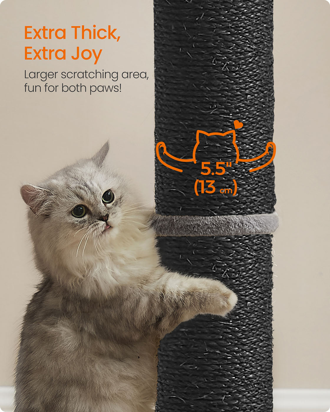 85 cm Tall Cat Scratching Post with Spring Pompom Dove Grey - image 11