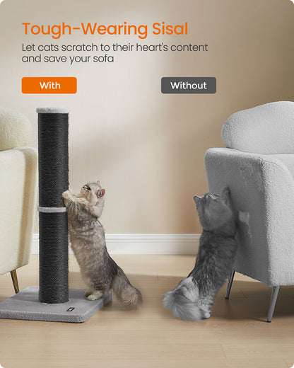 85 cm Tall Cat Scratching Post with Spring Pompom Dove Grey - image 12