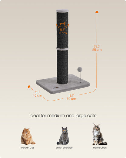 85 cm Tall Cat Scratching Post with Spring Pompom Dove Grey - image 14