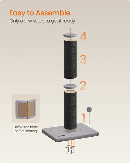 85 cm Tall Cat Scratching Post with Spring Pompom Dove Grey - image 16