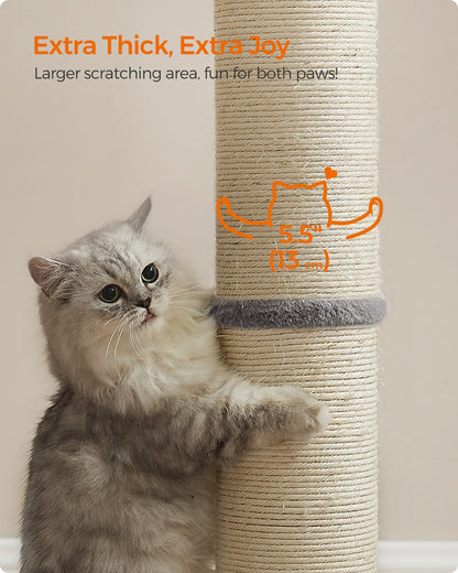 85 cm Tall Cat Scratching Post with Spring Pompom Dove Grey - image 3