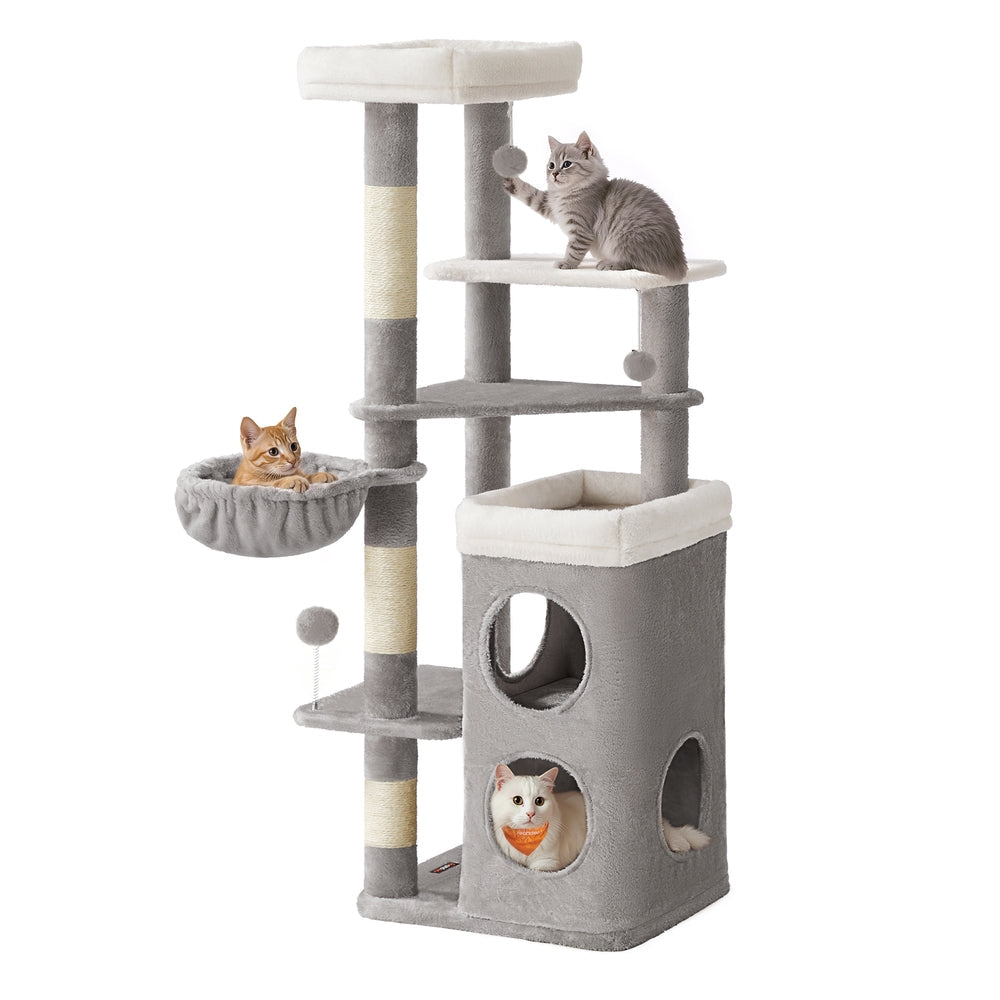 Multi level cat tree with caves basket and scratching posts - image 1