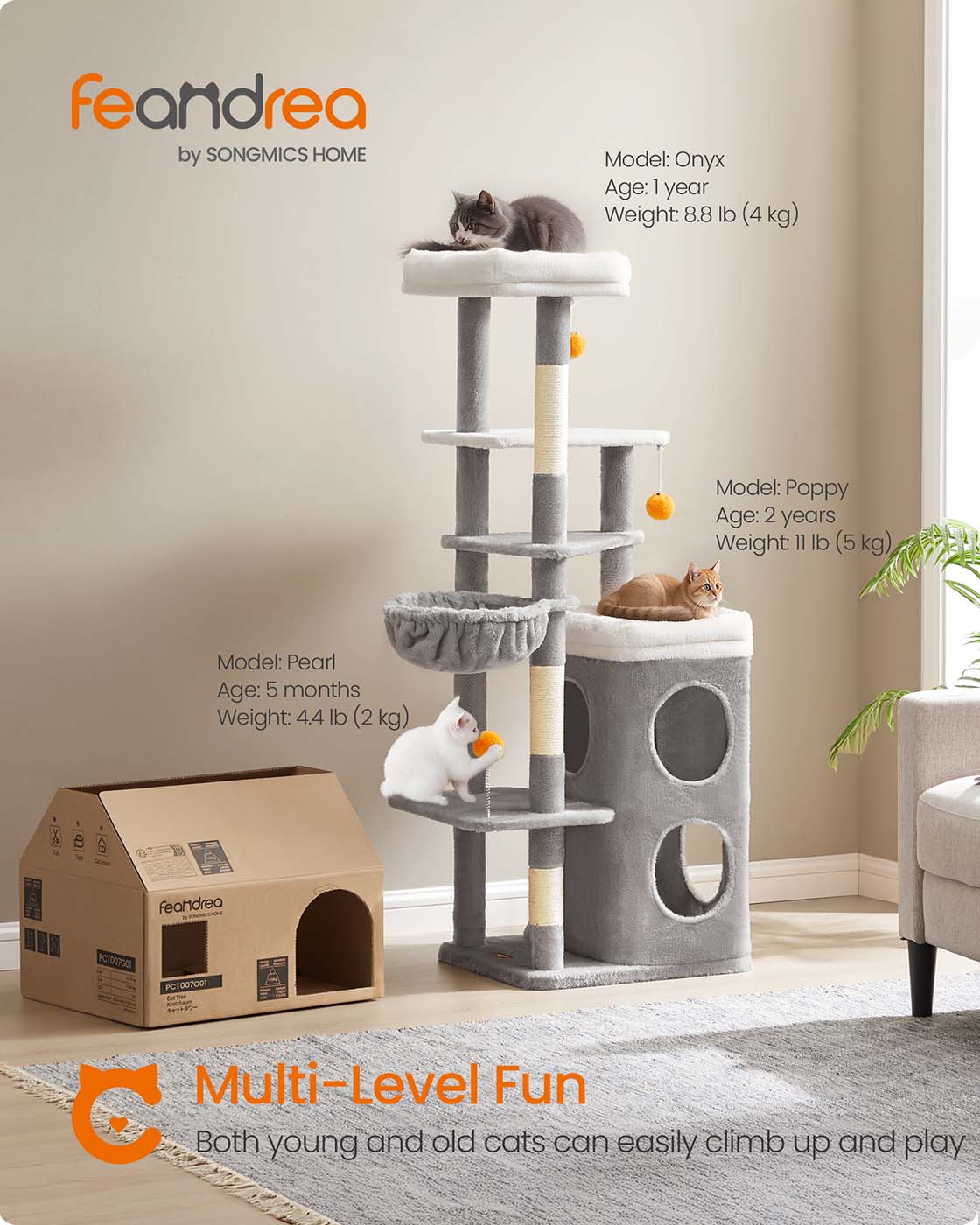 Multi level cat tree with caves basket and scratching posts - image 2