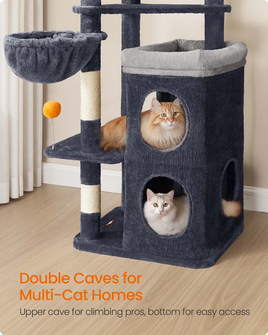 Multi level cat tree with caves basket and scratching posts - image 10