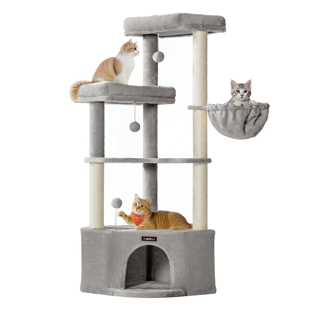 Cat tree tower with large cave perches basket and scratching posts - image 1