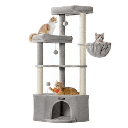 Cat tree tower with large cave perches basket and scratching posts - image 1