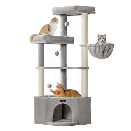 Cat tree tower with large cave perches basket and scratching posts - image 1