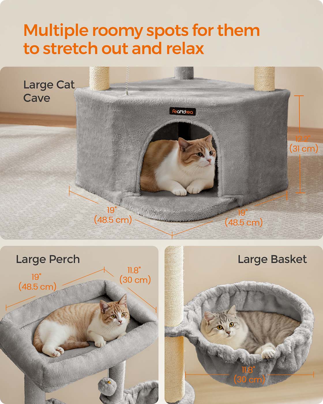 Cat tree tower with large cave perches basket and scratching posts - image 3