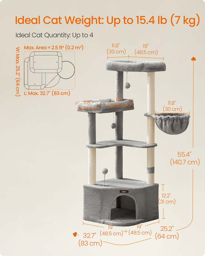 Cat tree tower with large cave perches basket and scratching posts - image 5