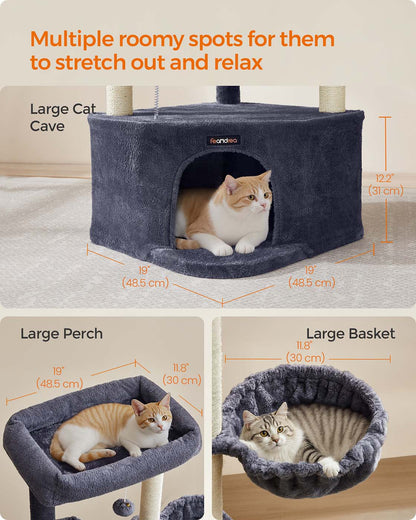 Cat tree tower with large cave perches basket and scratching posts - image 9