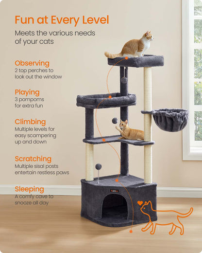 Cat tree tower with large cave perches basket and scratching posts - image 10