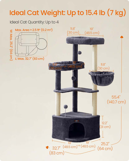 Cat tree tower with large cave perches basket and scratching posts - image 11