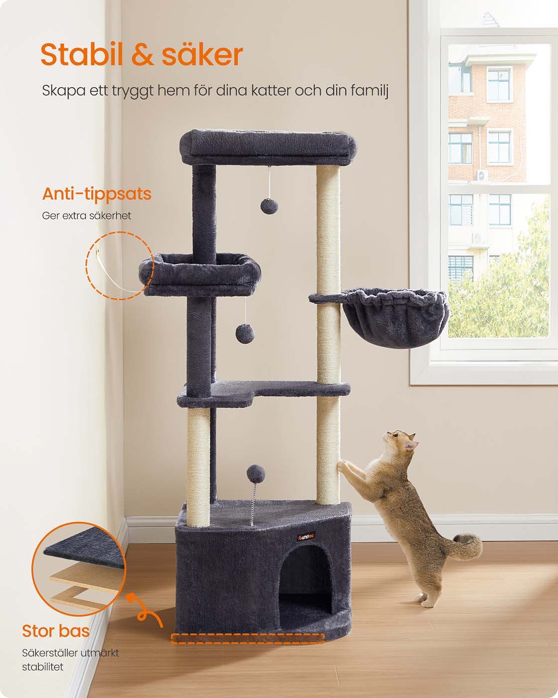 Cat tree tower with large cave perches basket and scratching posts - image 13