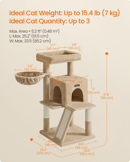 Cat Tree with Widened Perch for Large Cats Camel Brown - image 6