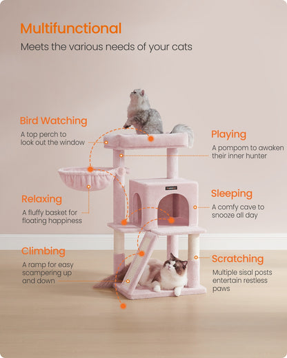 Cat Tree Tower Widened Perch for Large Cats Jelly Pink - image 3