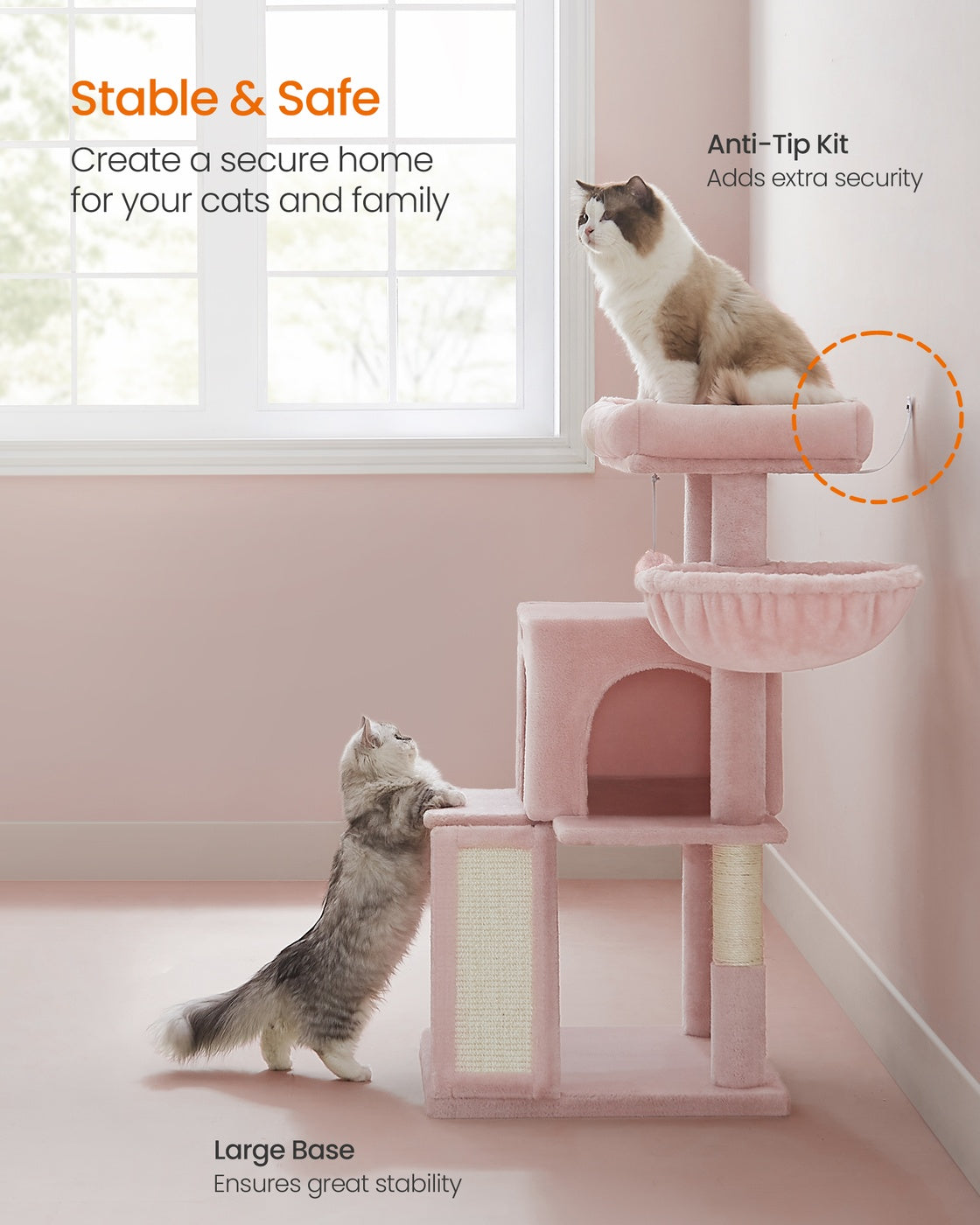 Cat Tree Tower Widened Perch for Large Cats Jelly Pink - image 7