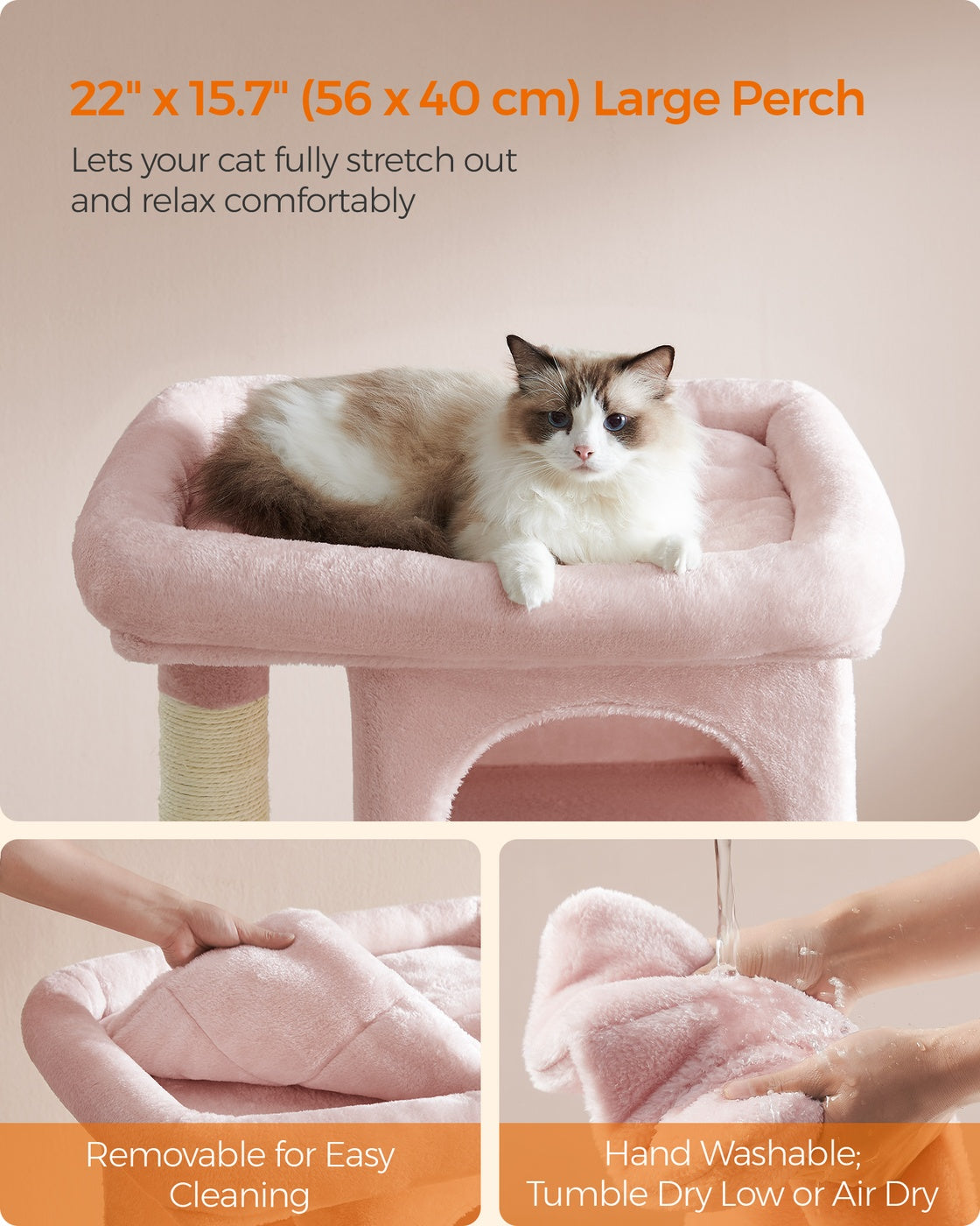 Cat Tree Tower 67 cm for Kittens up to 3 kg 2 Caves Light Grey - image 26