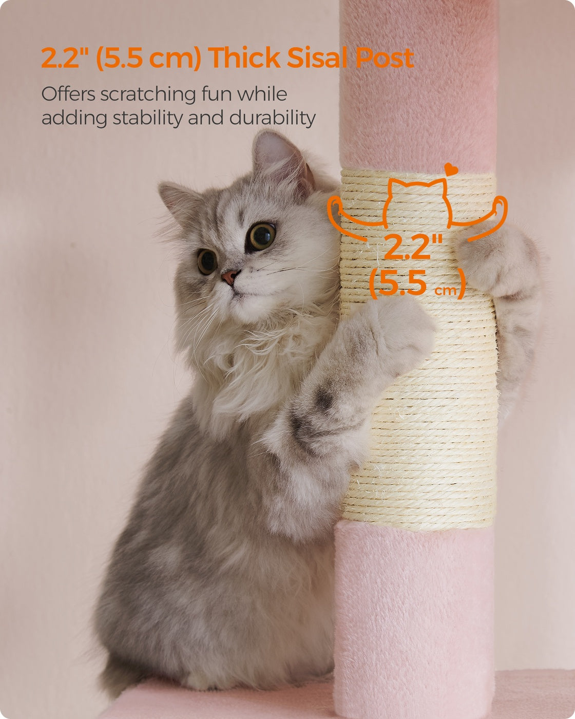 Cat Tree Tower 67 cm for Kittens up to 3 kg 2 Caves Light Grey - image 28