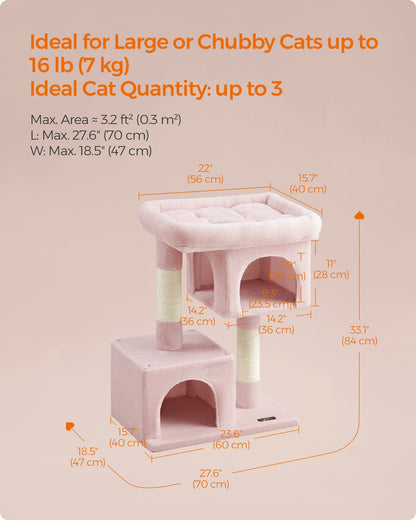 Cat Tree Tower 67 cm for Kittens up to 3 kg 2 Caves Light Grey - image 29