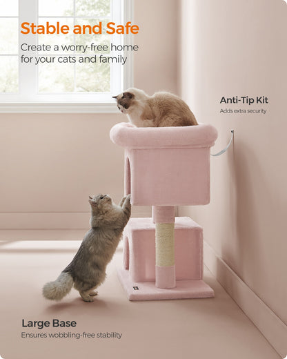 Cat Tree Tower 67 cm for Kittens up to 3 kg 2 Caves Light Grey - image 31