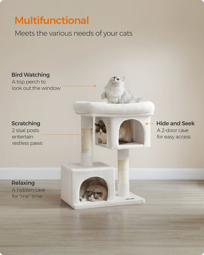 Cat Tree Tower 67 cm for Kittens up to 3 kg 2 Caves Light Grey - image 36
