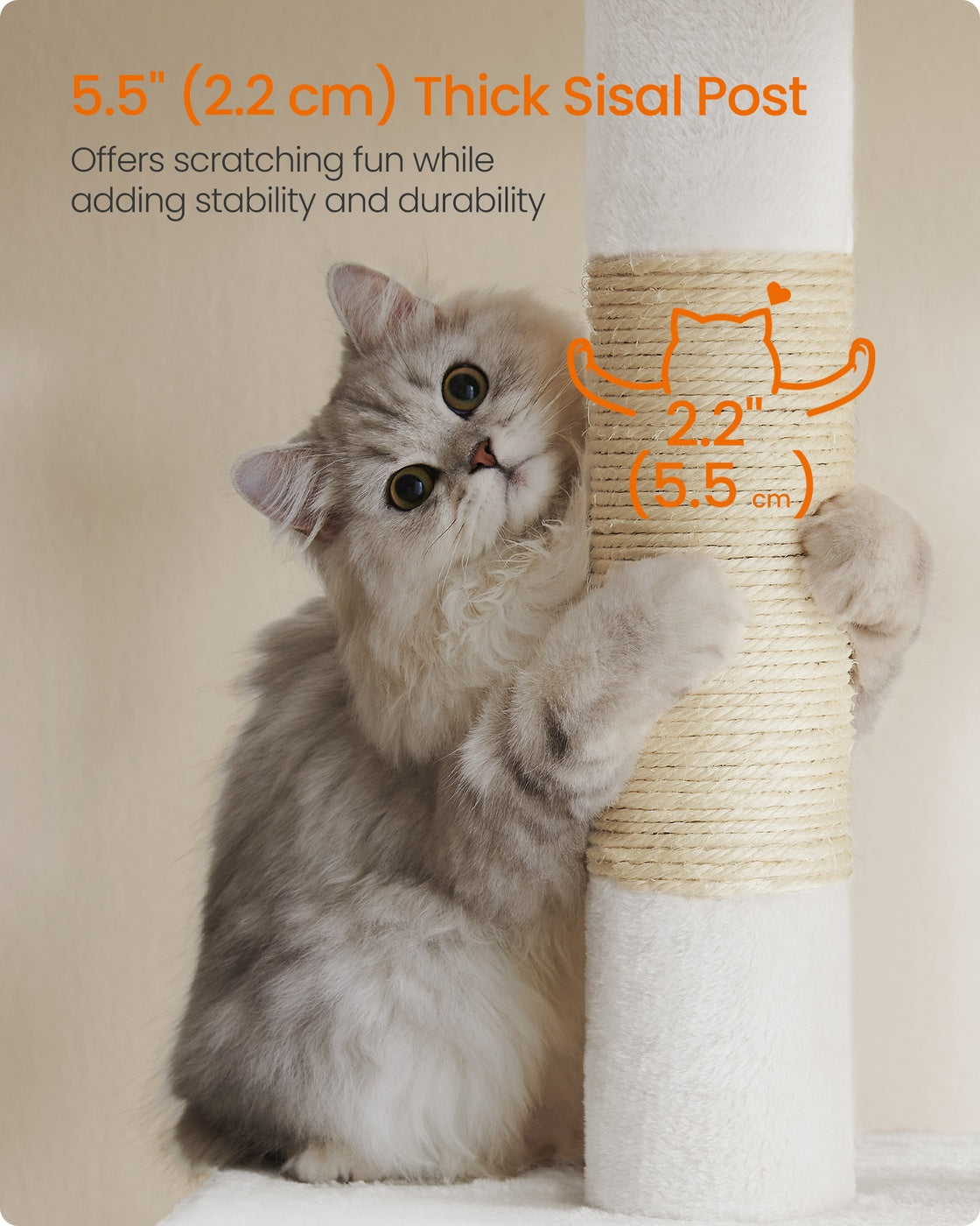 Cat Tree Tower 67 cm for Kittens up to 3 kg 2 Caves Light Grey - image 37