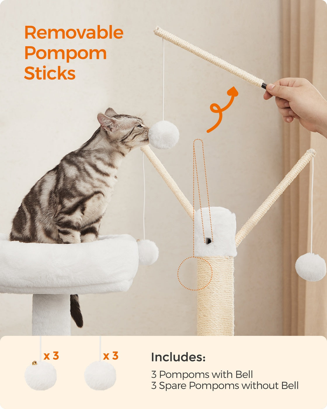 2-in-1 Modern Cat Tower Cat Condo with Scratching Posts Greige - image 7