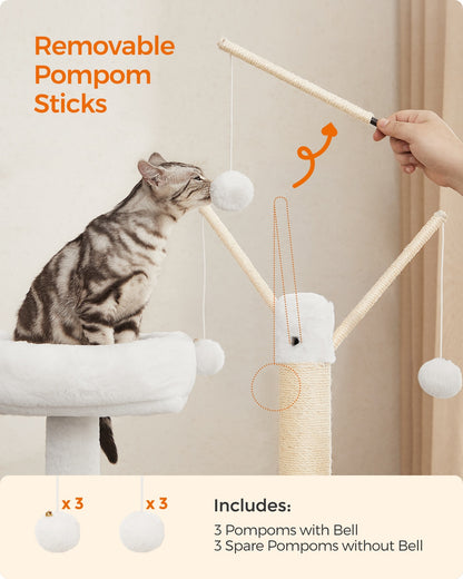 2-in-1 Modern Cat Tower Cat Condo with Scratching Posts Greige - image 7