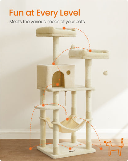 143 cm Stable Plush Cat Tree Beige - image 3