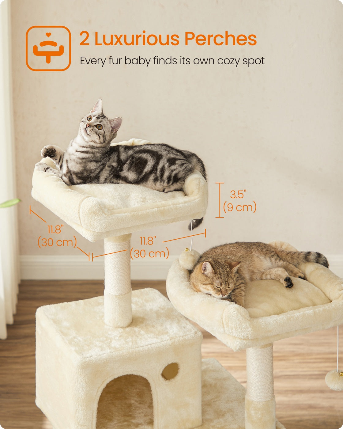 143 cm Stable Plush Cat Tree Beige - image 4