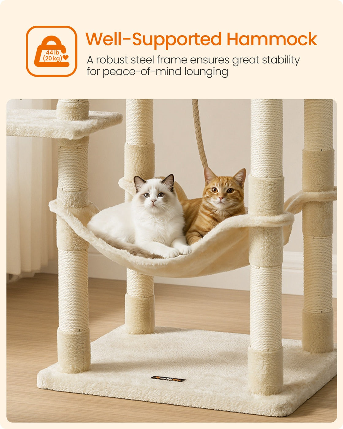 143 cm Stable Plush Cat Tree Beige - image 5