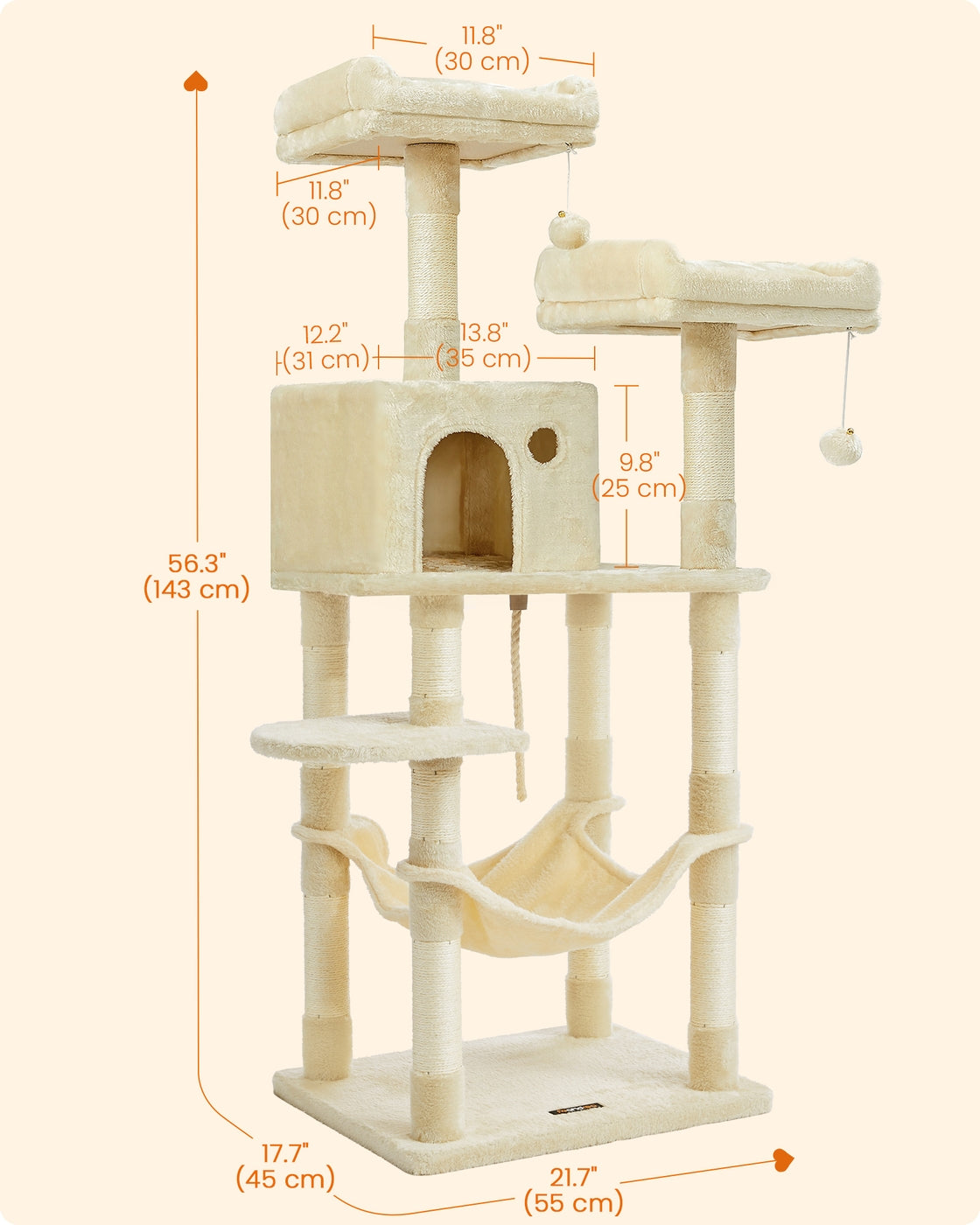 143 cm Stable Plush Cat Tree Beige - image 7