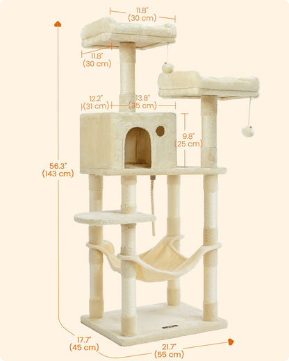 143 cm Stable Plush Cat Tree Beige - image 7