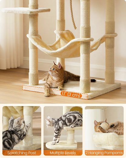 143 cm Stable Plush Cat Tree Beige - image 8