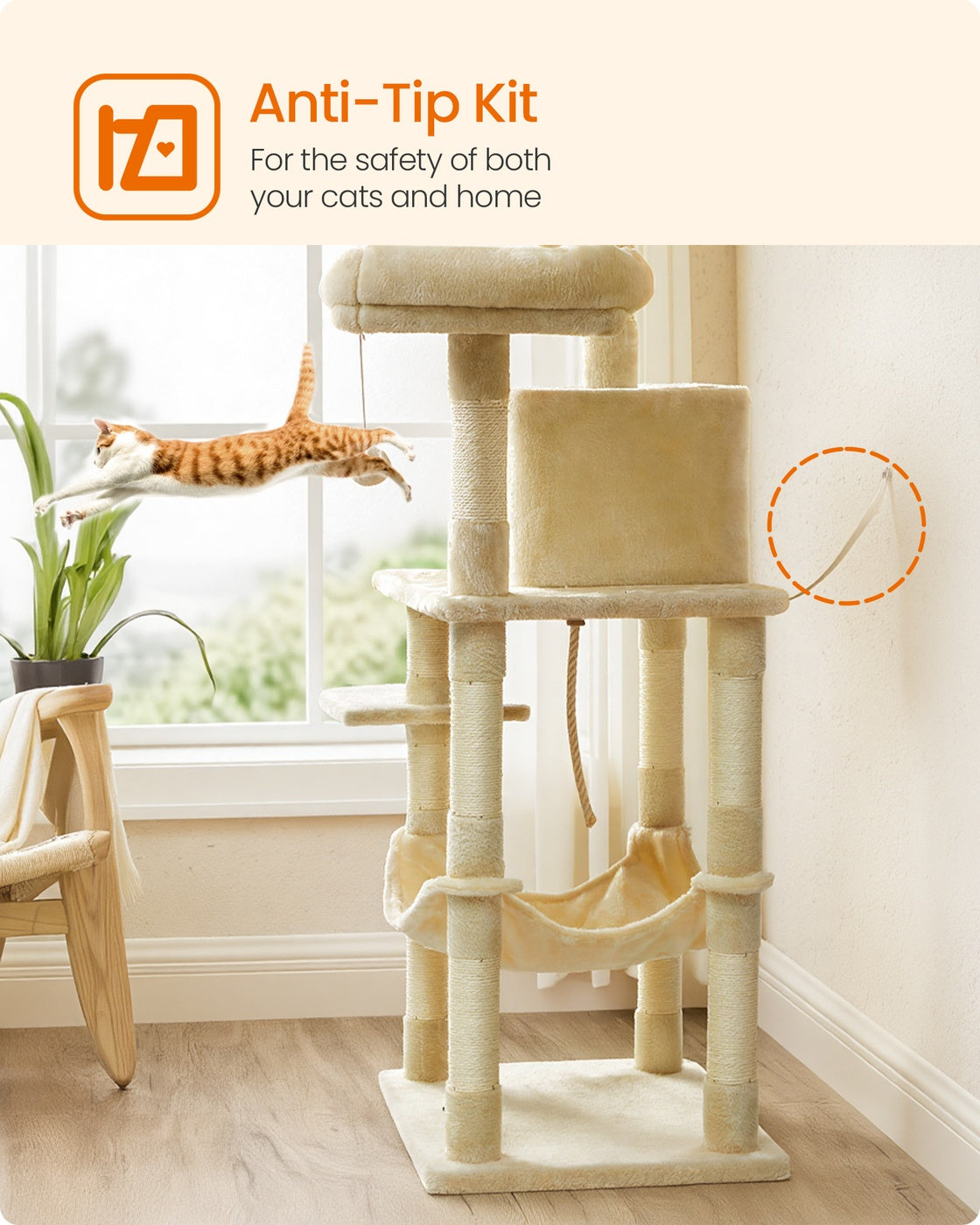 143 cm Stable Plush Cat Tree Beige - image 9