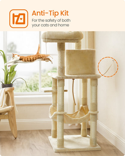 143 cm Stable Plush Cat Tree Beige - image 9