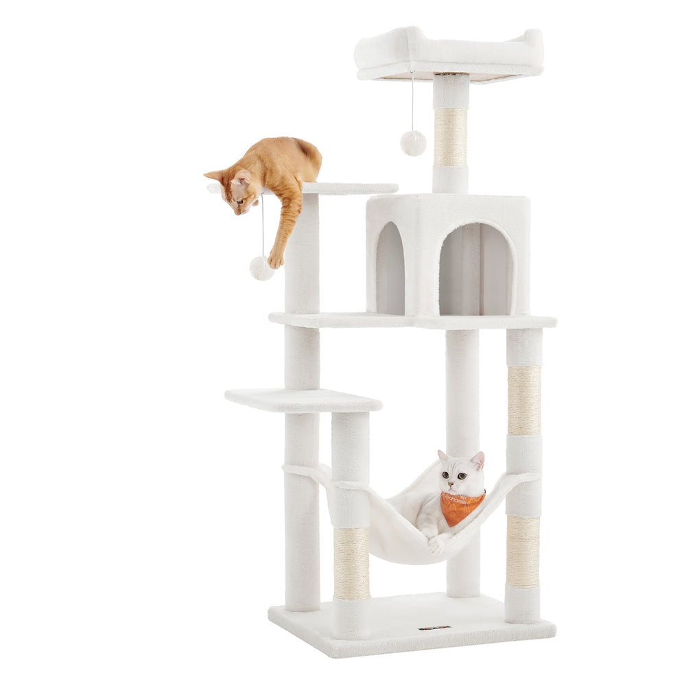 Grey Cat Condo with Hammock & Pompoms - image 25
