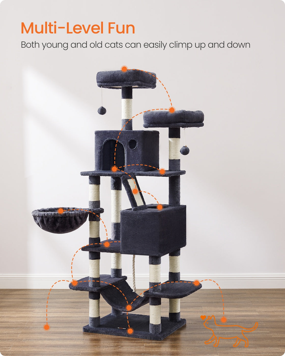 Light Grey Tall Cat Tree Activity Centre - image 70