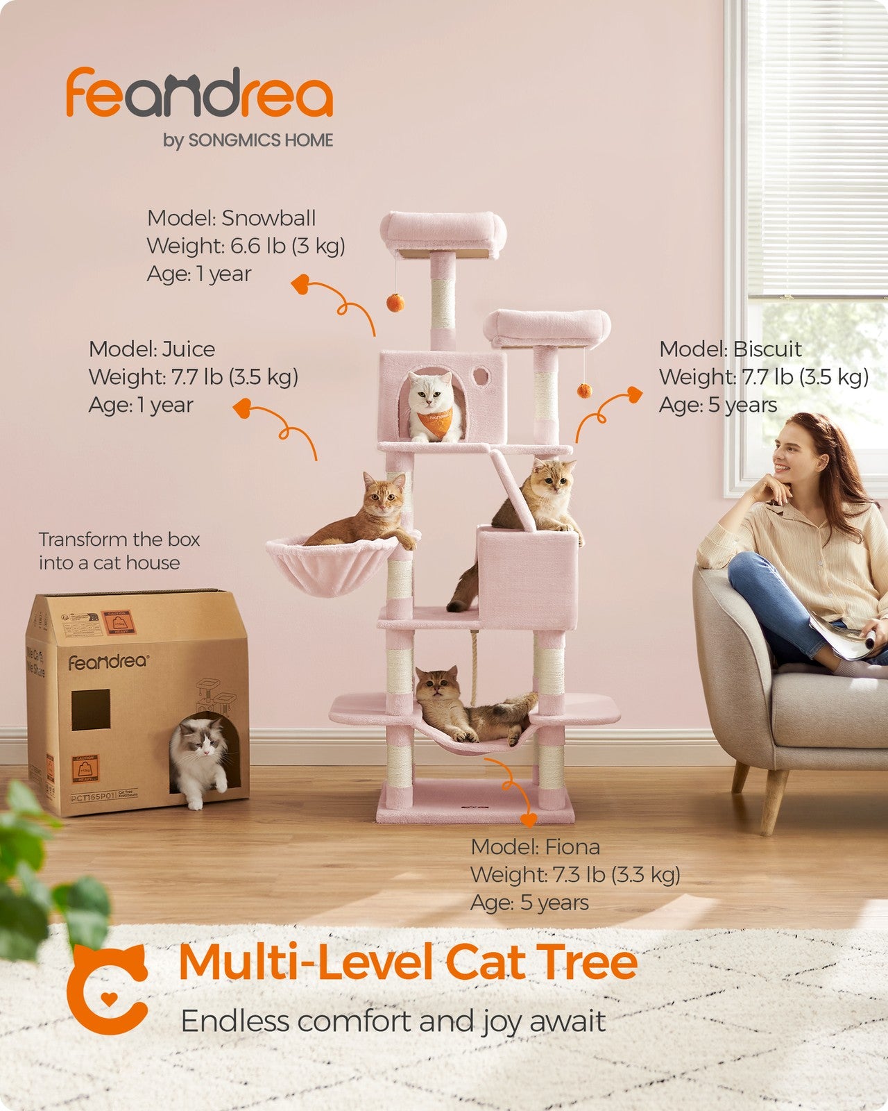 Light Grey Tall Cat Tree Activity Centre - image 35