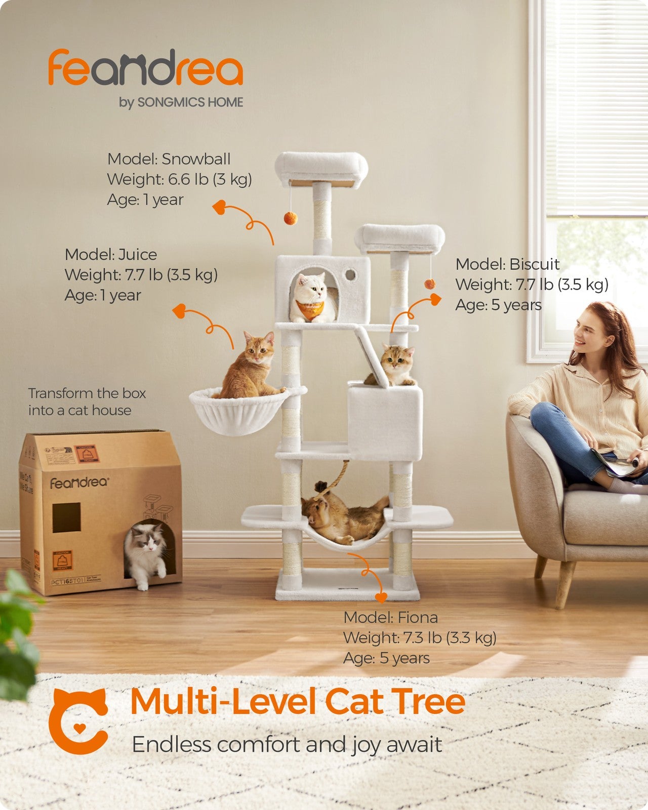 Light Grey Tall Cat Tree Activity Centre - image 51