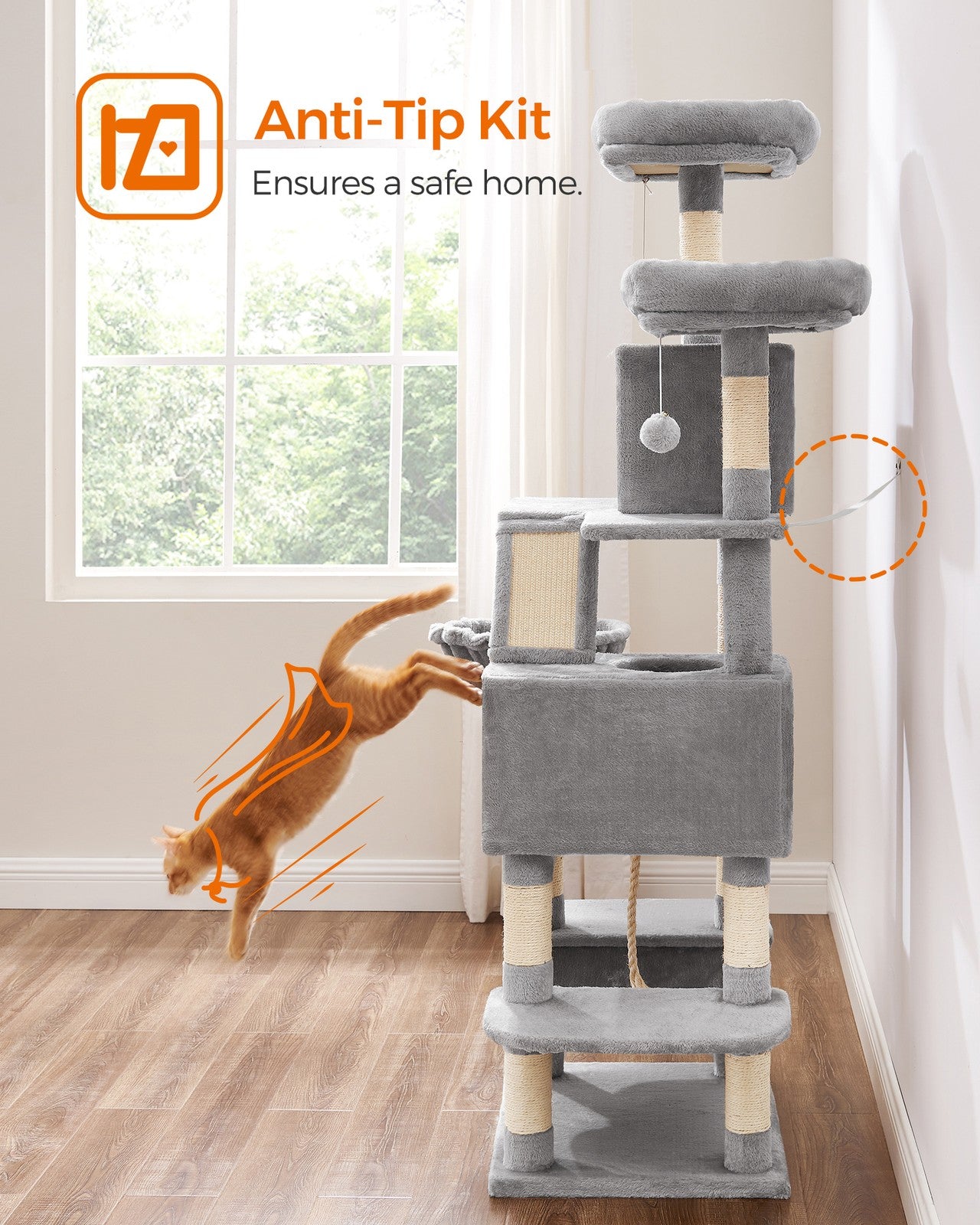 Light Grey Tall Cat Tree Activity Centre - image 66