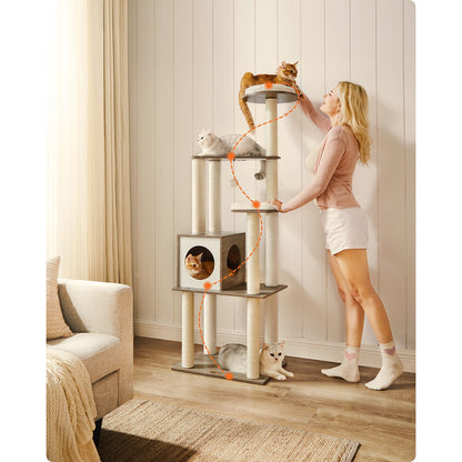 Cat Tower with Scratching Posts Padded Perches Wooden - image 2